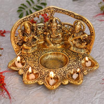 Laxmi Ganesh Saraswati Idol Diya (1)